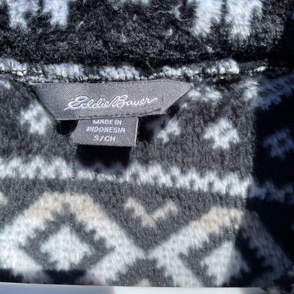 Eddie Bauer Fleece Top in Black & White Western Pattern Size Small - Picture 5 of 6